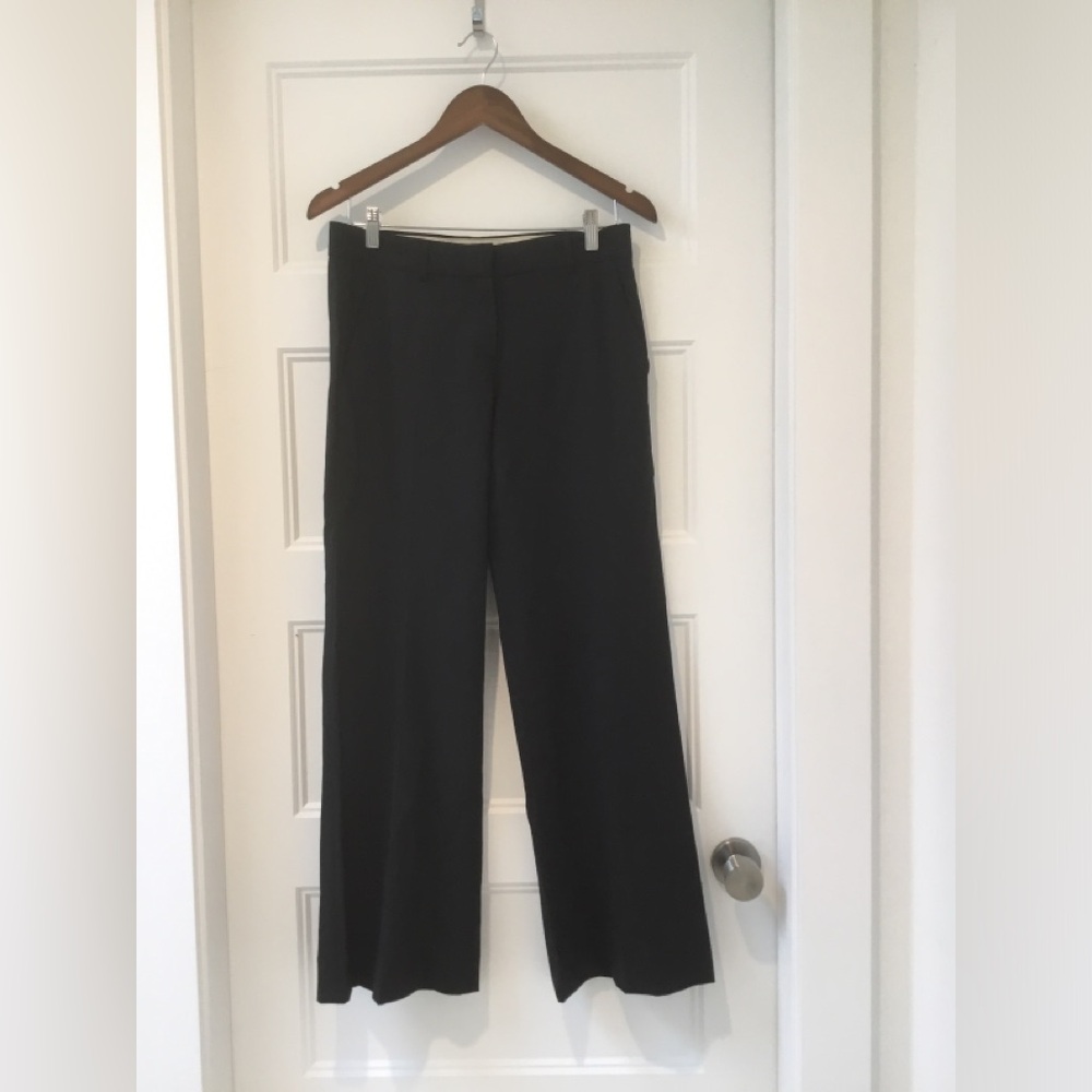 Theory Emery black wide leg stretchy wool dress pants size 4